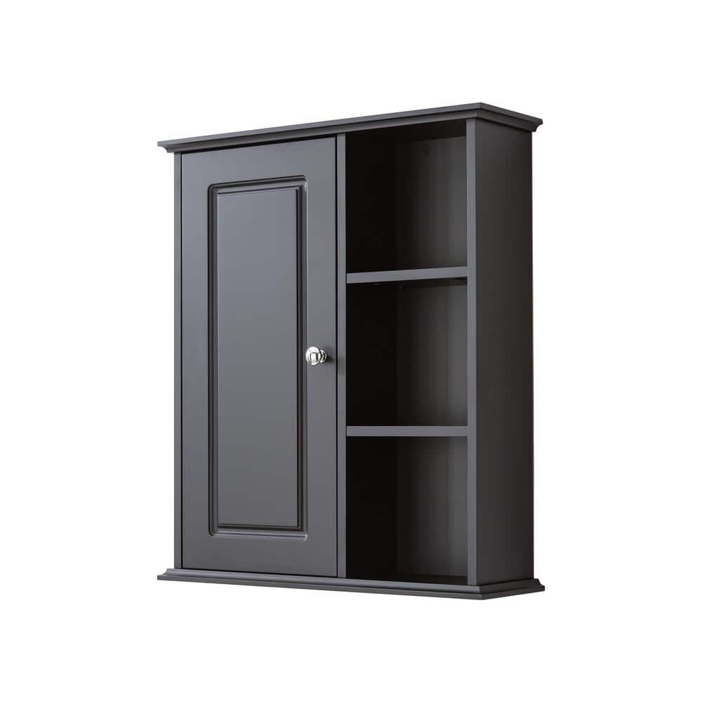 23.62 in. W x 7.09 in. D x 27.56 in. H Bathroom Storage Wall Cabinet in Bla