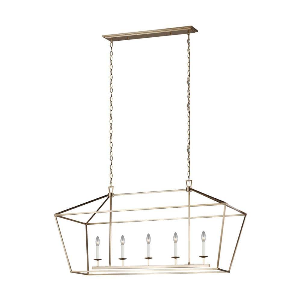 Satin Bronze 5-Light Candelabra Torpedo Cage Chandelier