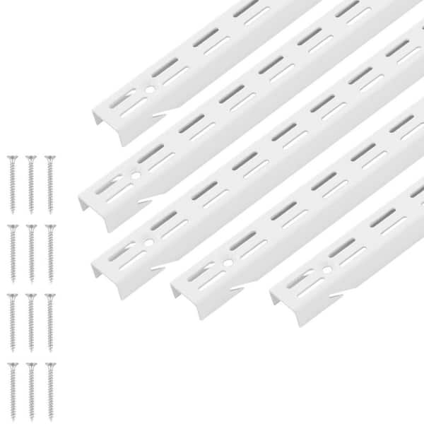 Shelf Pilaster, 60 in. 5 Pack, Dual Track Upright Wall Shelving System, Heavy Duty Support System Twin Slot Shelf Rails