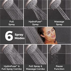 Hydrofuse 6-Spray With 1.75 GPM 5.563 in. Wall Mount Fixed Shower Head in Spot Defense Brushed Nickel