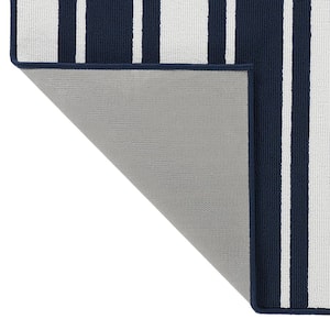 Gladwin Stripe Navy and White 2 ft. 2 in. x 3 ft. 9 in. Tufted Runner Rug