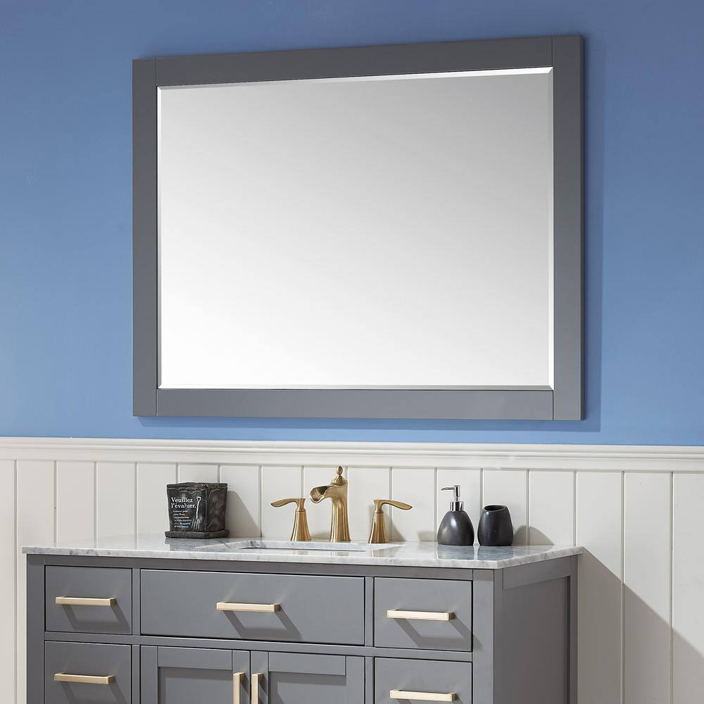 Elegant Ivy 48" Gray Wood Framed Rectangular Bathroom Mirror