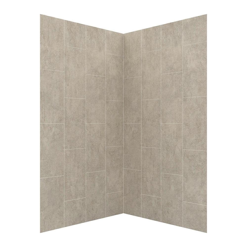 Shale Gray Composite Corner Shower Wall Panels, 42" x 78"