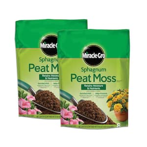 Sphagnum Peat Moss, 8 qt., For Containers and In-Ground Soil (2-Pack)