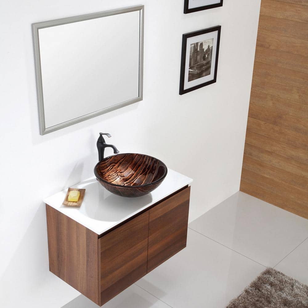 Gaia Copper-Brown Glass Circular Vessel Sink