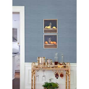 Mineral Blue Classic Faux Grasscloth Peel and Stick Wallpaper