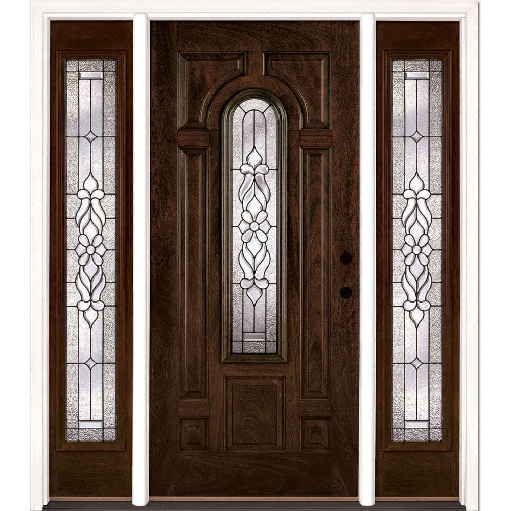 63.5 in. x 81.625 in. Lakewood Patina Stained Chestnut Mahogany Left-Hand F
