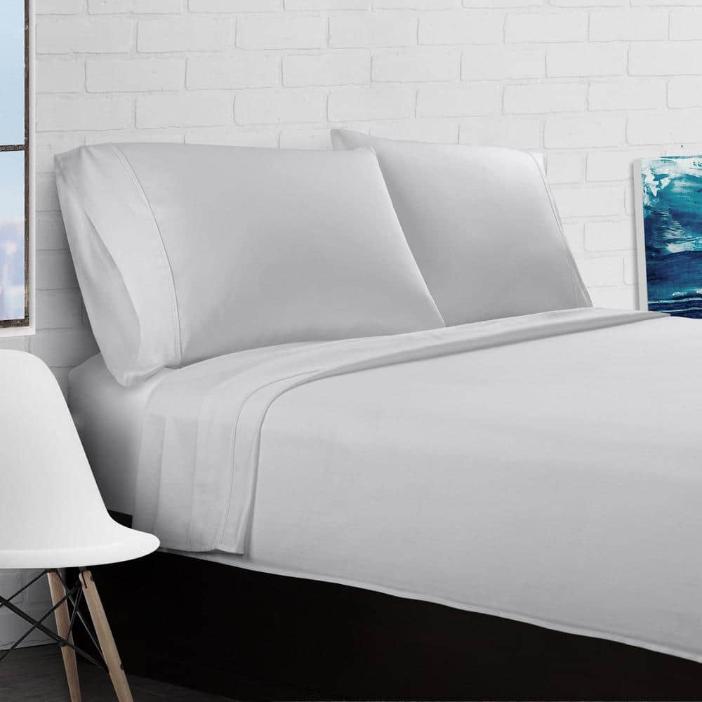Light Gray Twin Cotton Percale Deep Pocket Sheet Set