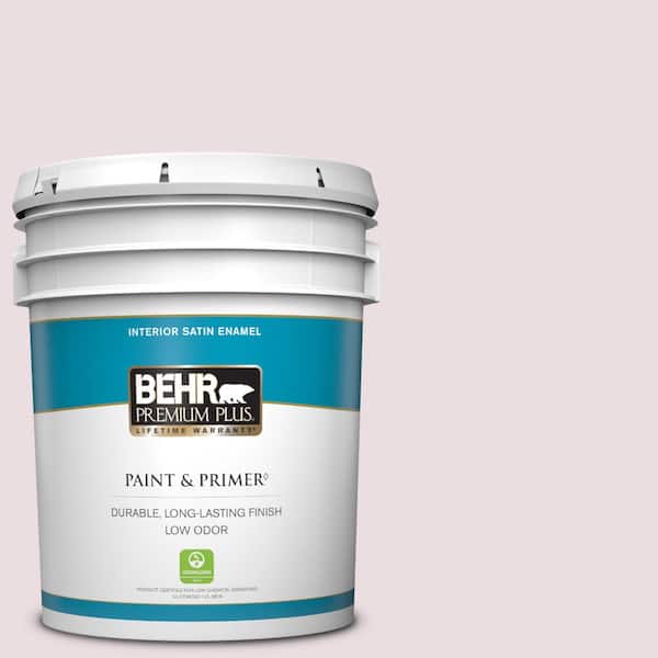 BEHR PREMIUM PLUS 5 gal. Home Decorators Collection #HDC-CT-08 Pink Posey Satin Enamel Low Odor Interior Paint & Primer