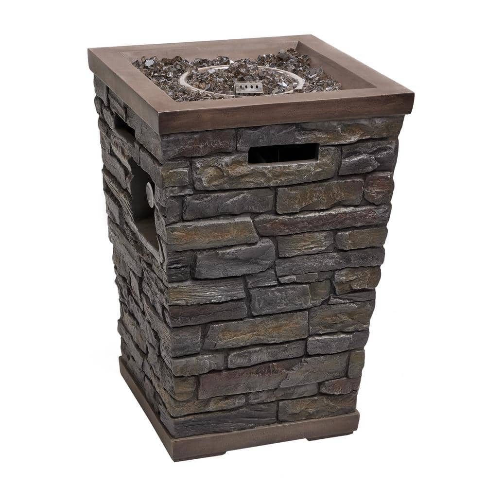 Stone Look Column 32000K BTU Gas Fire Pit with Adjustable Flame