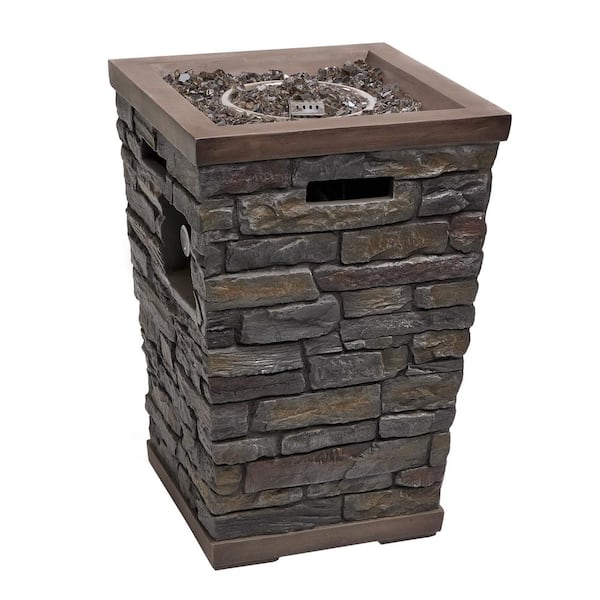 Alpine Corporation Stone Look Column 32000K BTU Gas Fire Pit with Adjustable Flame