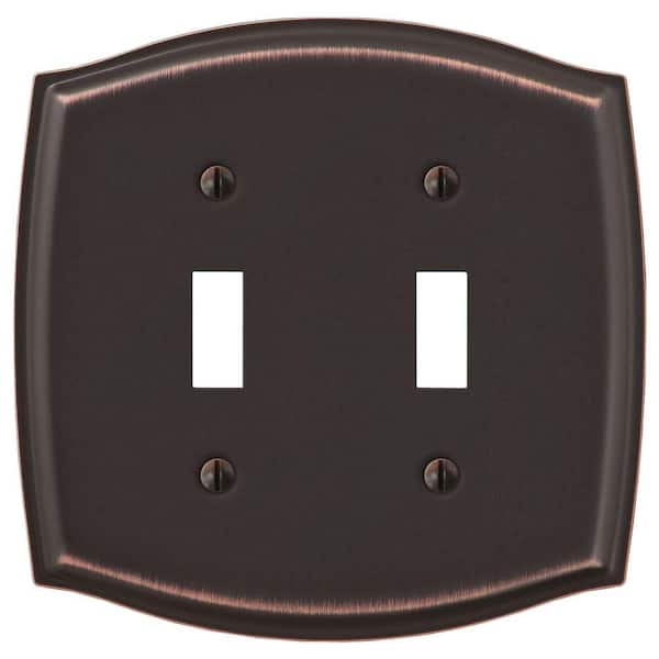 Hampton Bay Vineyard 2 Gang Toggle Steel Wall Plate - Aged Bronze