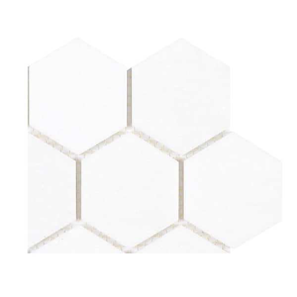 Jeffrey Court Take Home Tile Sample - Dream Hex White 4.5 in. x 4.5 in. Honed Marble Mosaic