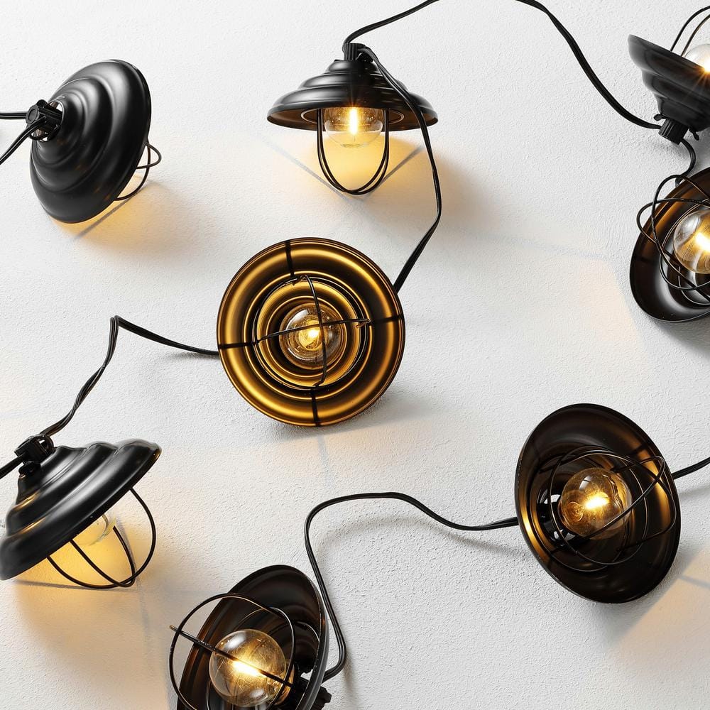 Aislin 10-Light Black Metal Outdoor LED Globe String Lights