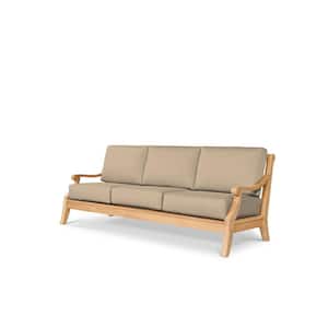 Adrien 1-Piece Teak Outdoor Couch with Sunbrella Fawn Cushions