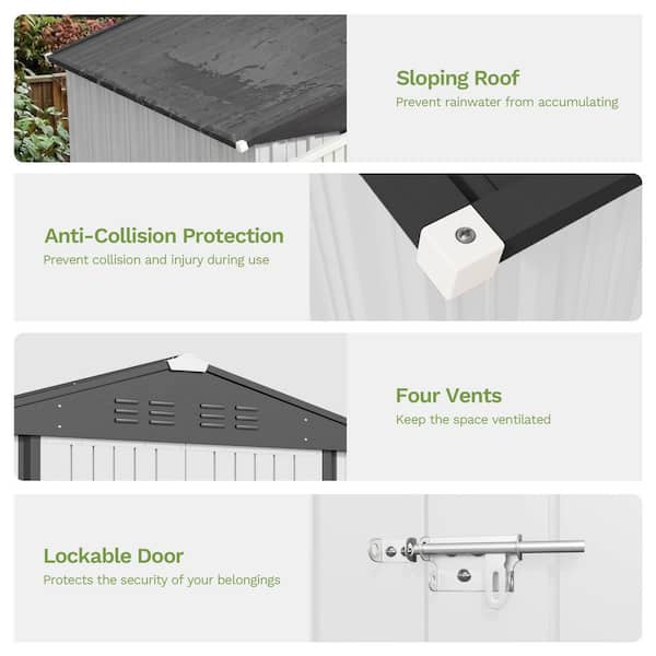 8 ft. W x 6 ft. D Frame Included Metal Storage Shed for Garden and Backyard, with Lockable Doors (48 sq. ft.)