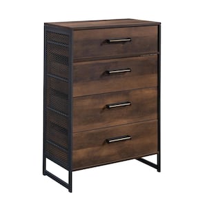 Briarbrook 4-Drawer Barrel Oak Chest of Drawers Dresser with Metal Frame 45 in. x 31.496 in. x 17.008 in.