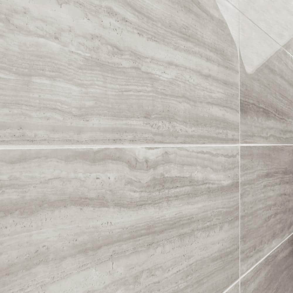 Large Gray Polished Porcelain Rectangular Floor and Wall Tile