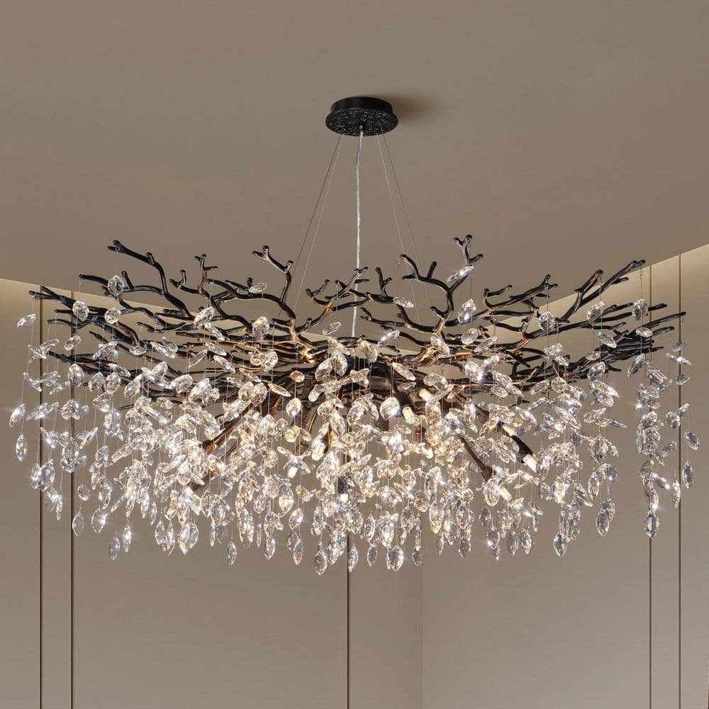 YUYI Modern Chandelier 47 in.18-Lights Black Chandelier for Dining