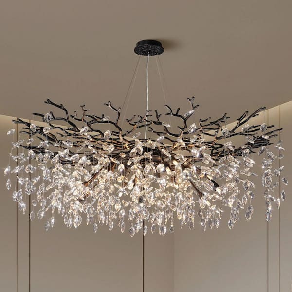 Modern Chandelier 47 in.18-Lights Black Chandelier for Dining Room, Living Room, Foyer, Bedroom