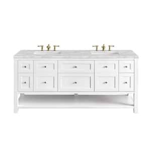 Breckenridge 72.0 in. W x 23.5 in. D x 34.2 in. H Double Bath Vanity in Bright White with Victorian Silver Quartz Top