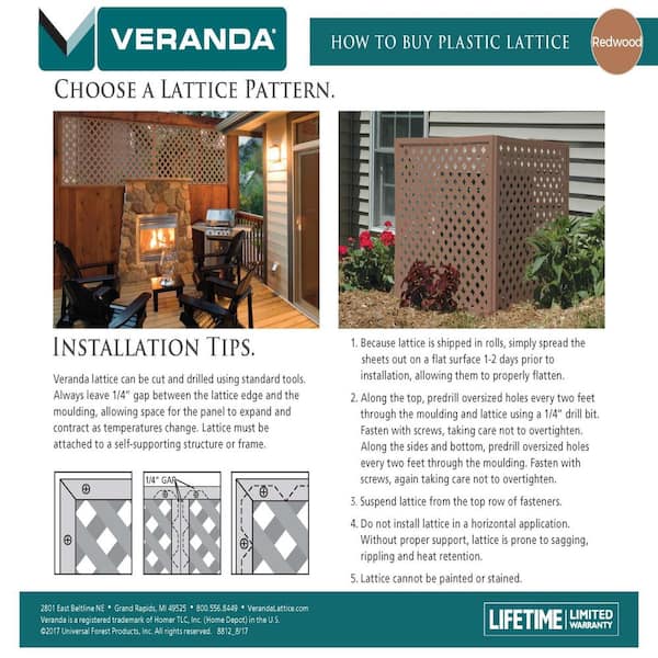 Veranda - 4 ft. x 8 ft. Redwood  California Privacy Vinyl Lattice Panel