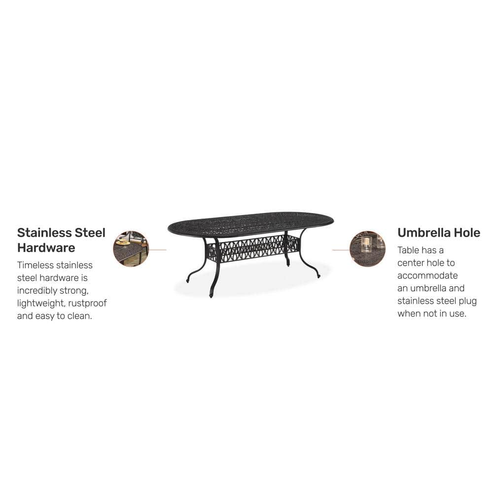 Capri Charcoal Aluminum Outdoor Oval Dining Table