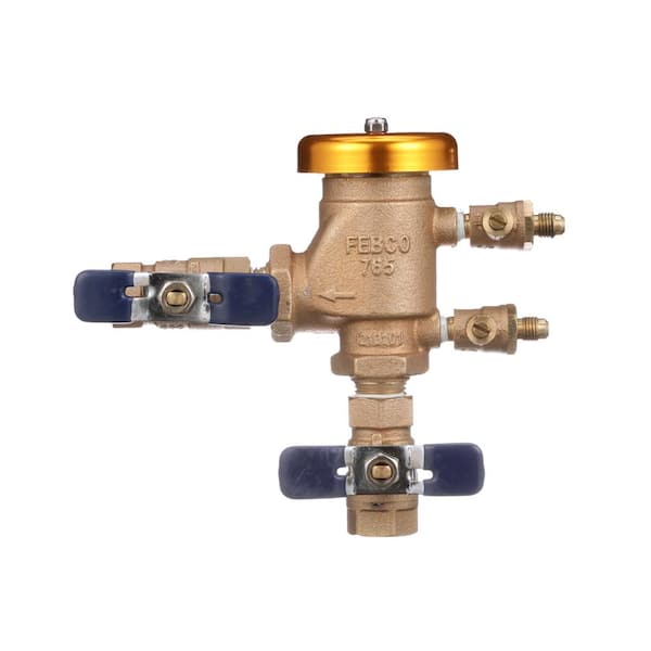 Watts 1/2 IN Bronze Pressure Vacuum Breaker Backflow Preventer, Quarter Turn Shutoff Valves