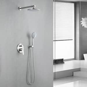 Semaj Single-Handle 5-Spray 9 in. Wall Mount Shower Faucet Combo in Brushed Nickel (Valve Included)