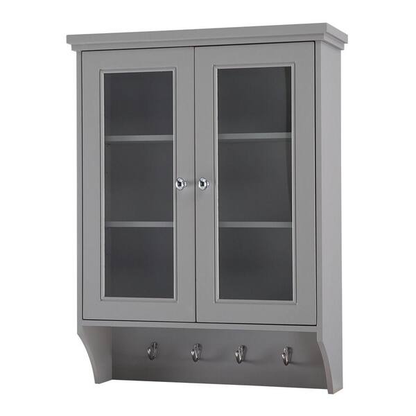 Home Decorators Collection Gazette 23 1 2 In W X 31 H 7 D Bathroom Storage Wall Cabinet With Glass Doors Grey Gagw2431 - Home Decorators Catalog Curio Cabinet