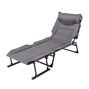 Gray Twin Padded Folding Camping Cot 3 in 1 Convertible Single Sofa Chaise Lounge Chair