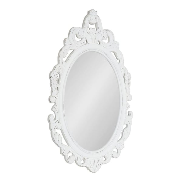Pietra 20.00 in. W x 31.50 in. H White Oval Traditional Framed Decorative Wall Mirror