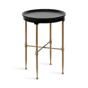 Valdi 18 in. W. Black Round Traditional Wood End Table