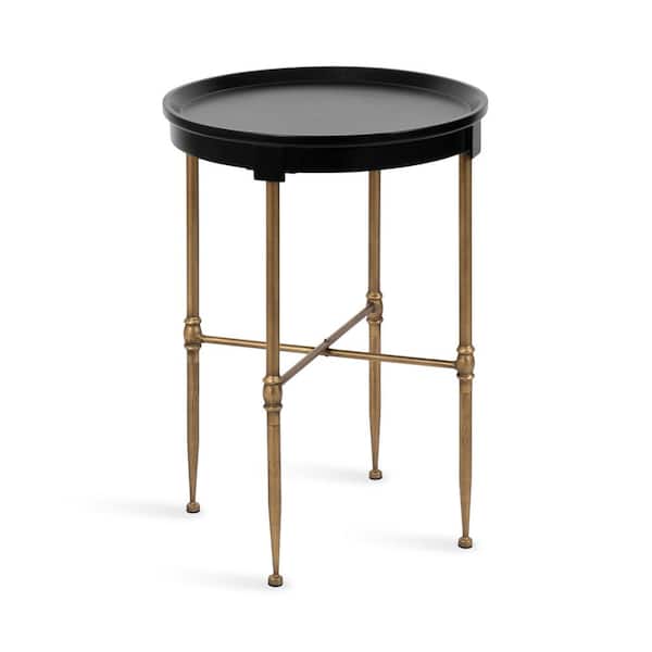 Kate and Laurel Valdi 18 in. W. Black Round Traditional Wood End Table