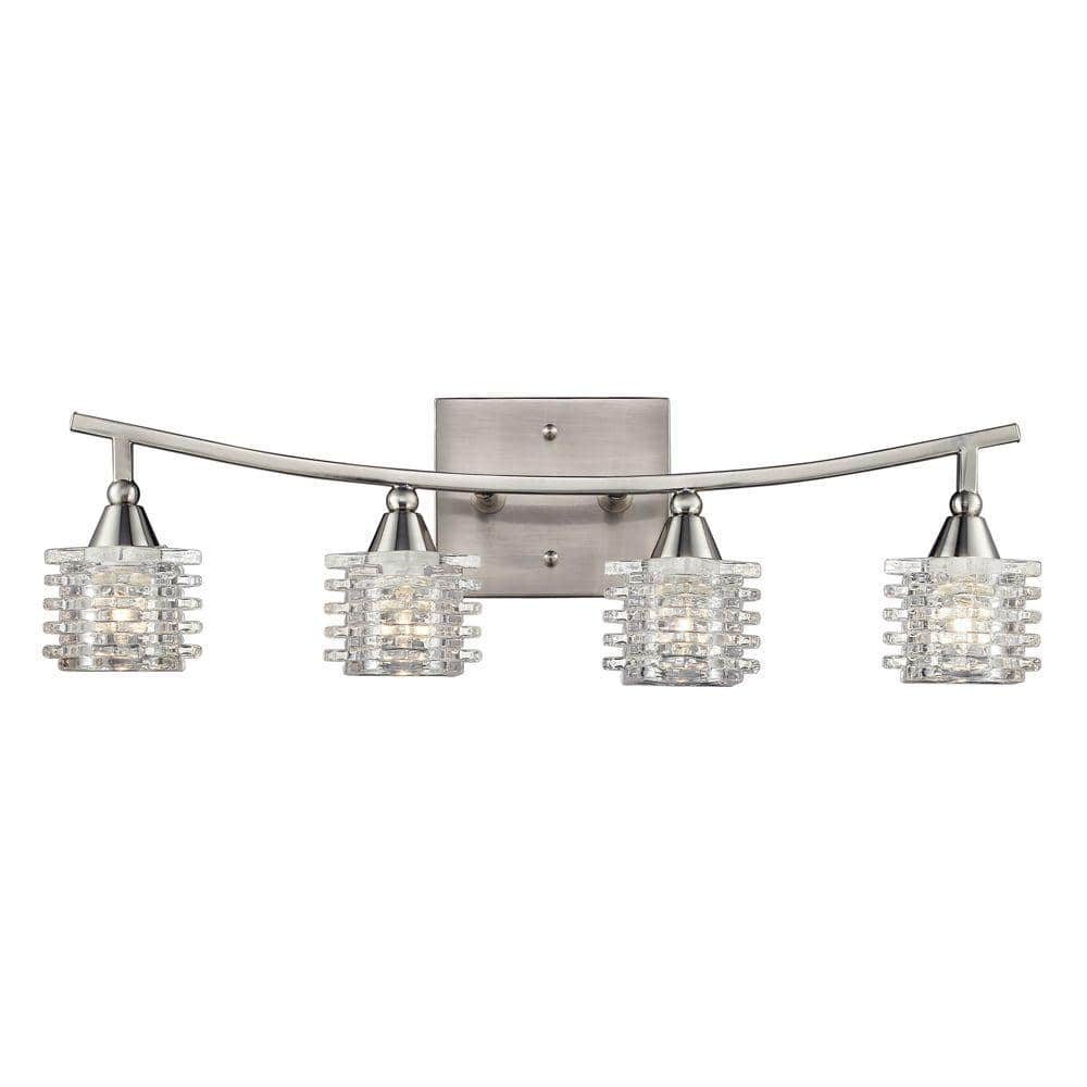 Titan Lighting Matrix 4 Light Satin Nickel Bath Bar Light Tn 6070 The Home Depot