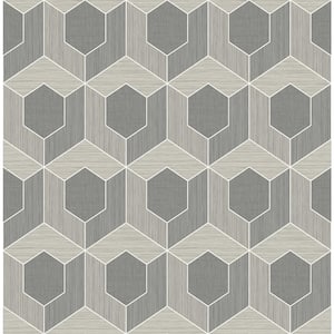 3D Hexagon Dark Grey Paper Non-Pasted Strippable Wallpaper Roll (Cover 56.05 sq. ft.)