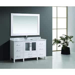 Stanton 60 in. W x 22 in. D Vanity in White with Marble Vanity Top and Mirror in White