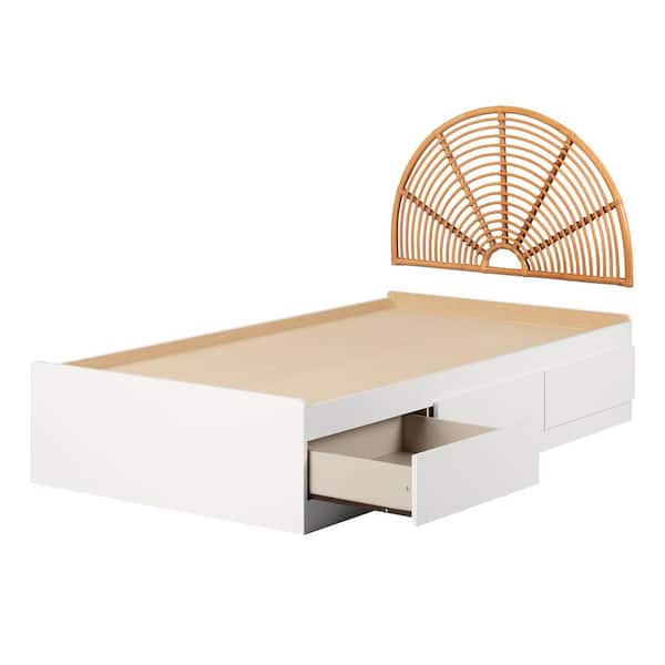 South Shore Bloom White and Natural 41.5 in. Bed