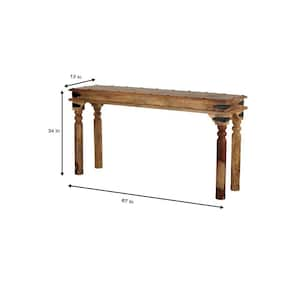 Fields 67 in. Weathered Brown Standard Rectangle Wood Console Table