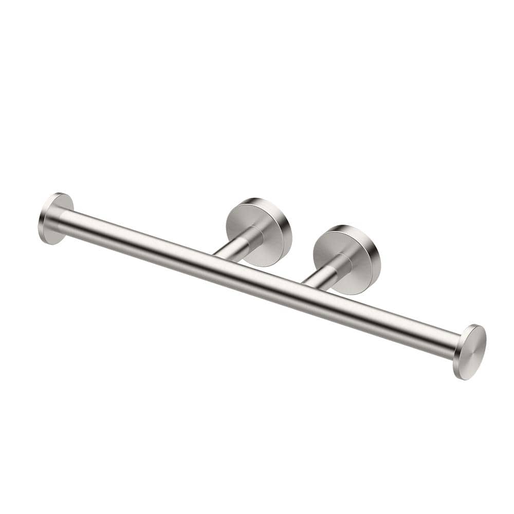 Satin Nickel Double Toilet Paper Holder with Wall Mount