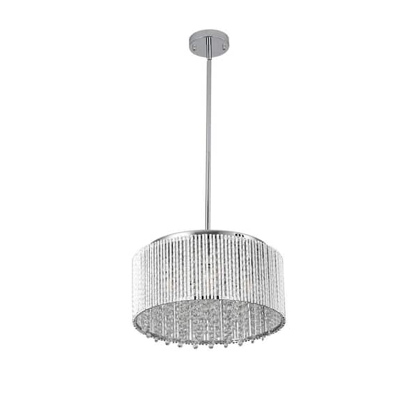 PUDO 15.7 in. 7-Light Modern Silver Crystal Chandelier for Indoor Room and no Bulbs Included