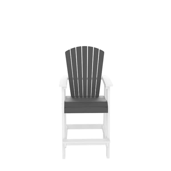2-Piece White Gray HDPE Outdoor Tall Adirondack Bar Chair Set
