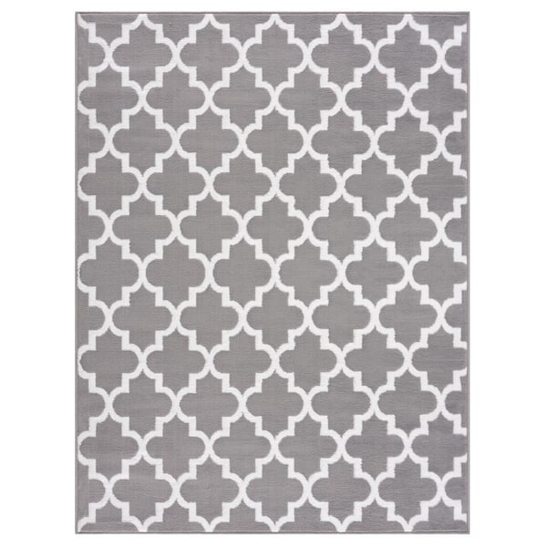 MSRUGS Trellis Collection Gray 8 ft. x 10 ft. Polypropylene Area Rug