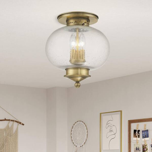 AVIANCE LIGHTING Harbor 3-Light Antique Brass Flush Mount
