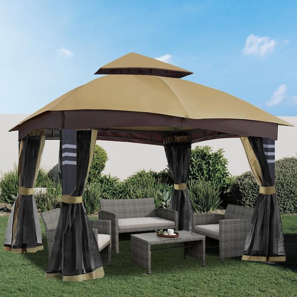 Terracemaster 10 ft. x 12 ft. Outdoor Garden Gazebo Mesh Giveaway for Shade and Rain in Yards, Lawn Backyards