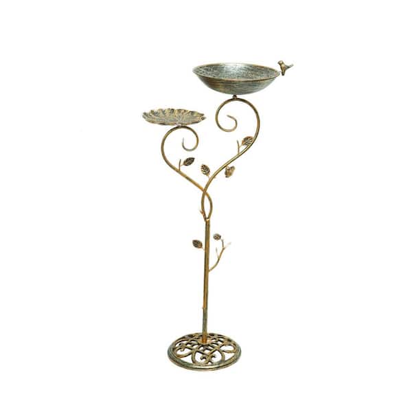 10 in. Dia Bird Baths for Outdoors, Metal Bird Feeder Bowl Tray-Bronze