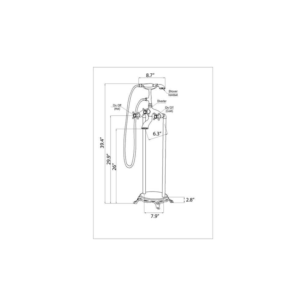 Matte Black Freestanding Clawfoot Tub Faucet with Hand Shower