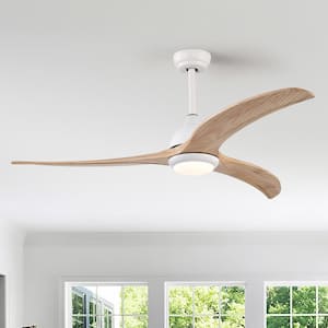 Noiseless 52 in. Matte White Indoor Ceiling Fan with Light, Solid Wood Blade and Remote Included