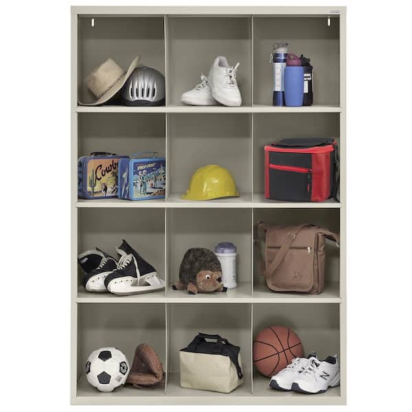 Steel 12-Cube Organizer in Putty (66 in. H x 46 in. W x 18 in. D)