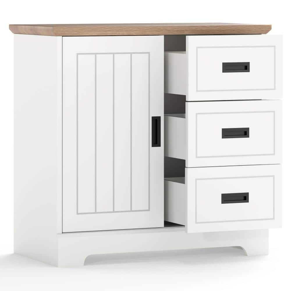 Farmhouse Sideboard Buffet Cabinet with Sliding Doors 3 Deep Drawers and Anti-Tip Kit price history on PriceWatchPro